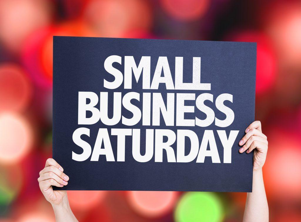 Small Business Saturday card with bokeh background